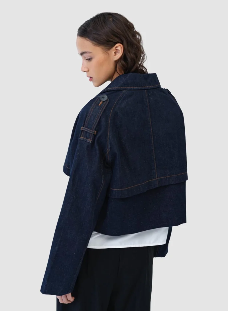فرنش كونكشن Aussie Denim Cropped Trench Coat